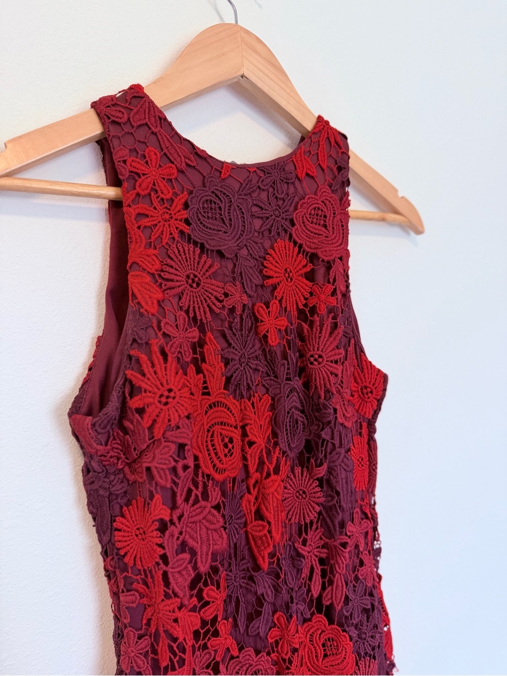 Alexia Admor Red Floral Lace Midi Dress XS Elegant Cocktail Wedding Guest - Picture 8 of 10